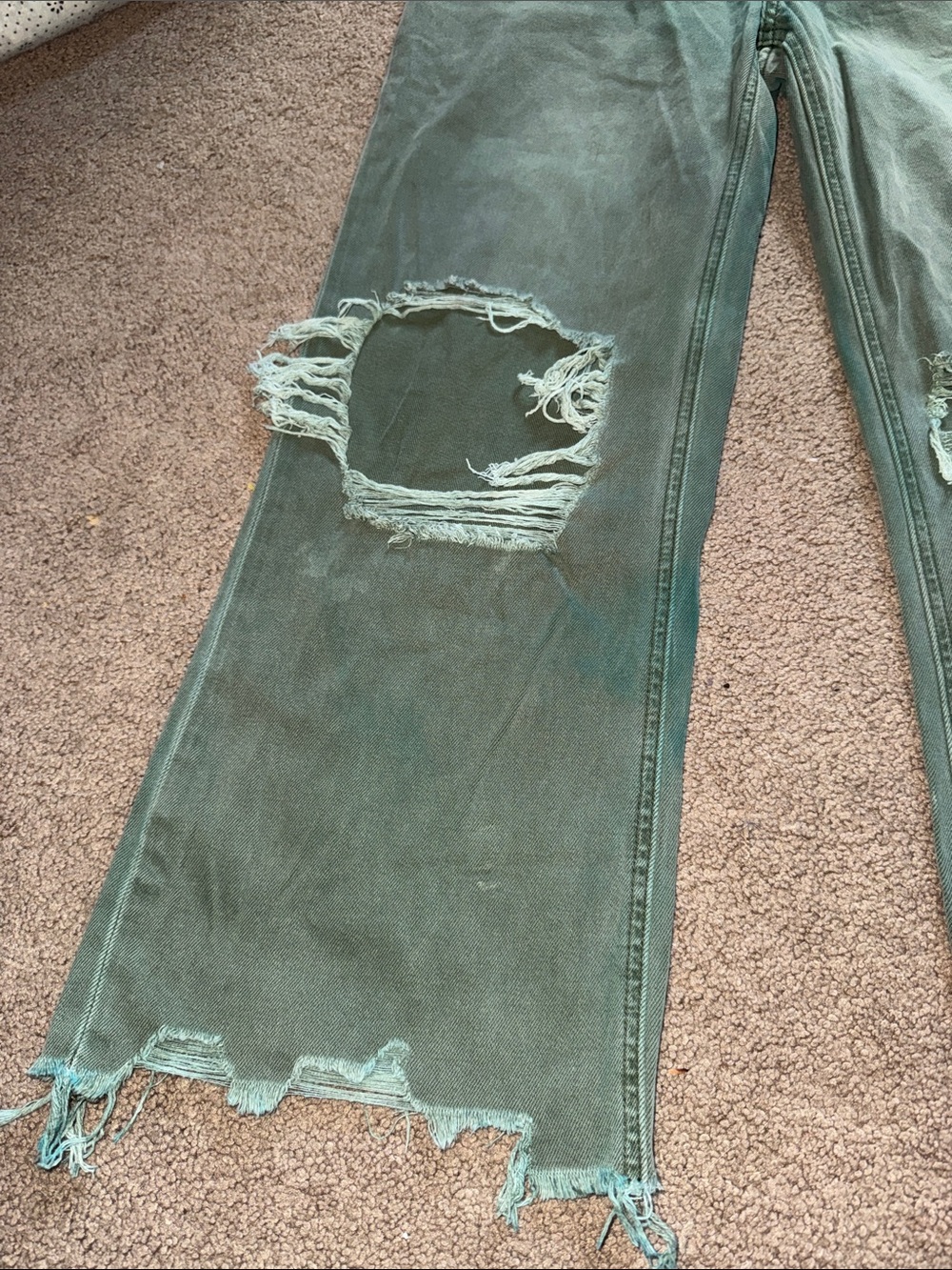 Vervet High-Rise Green Distressed Flare Jeans - Picture 3 of 9
